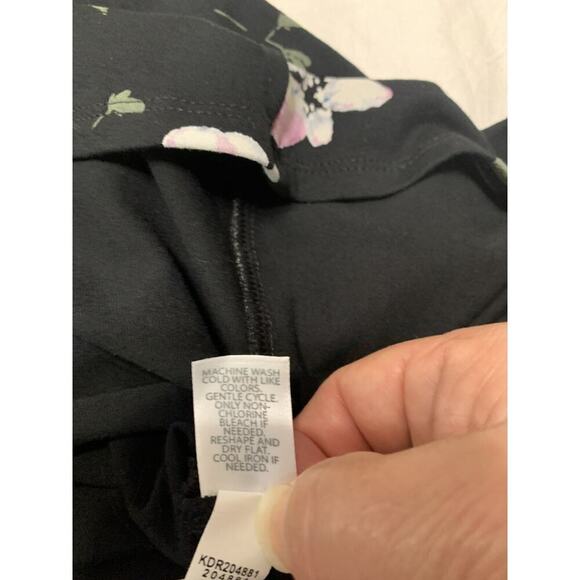 J Jill Wearever Collection Midi Dress Small Black FLoral Long Sleeve Ponte Knit - Picture 10 of 10